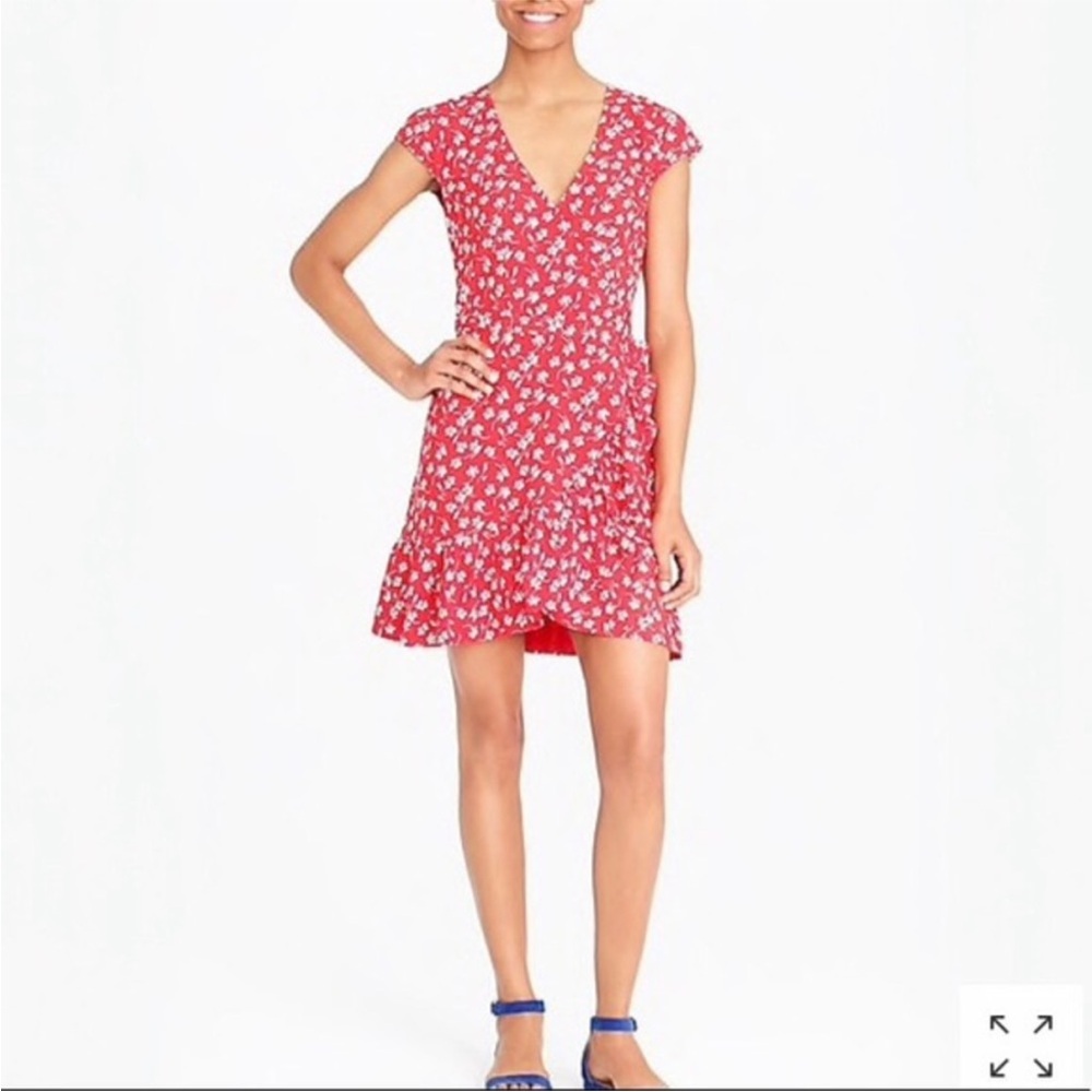 J.Crew Mercantile Floral Faux-Wrap Mini Dress Womens 12
Red Ruffle Cap Sleeve